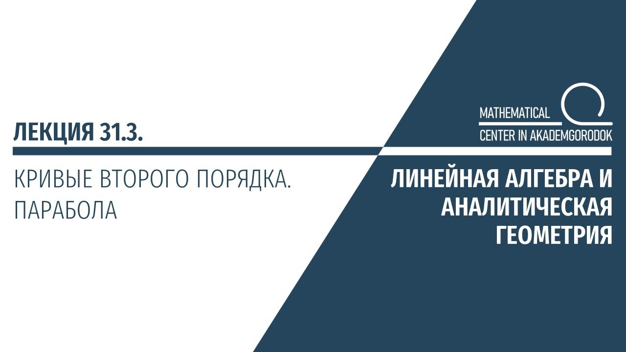 Лекция 31.3. Кривые второго порядка. Парабола.