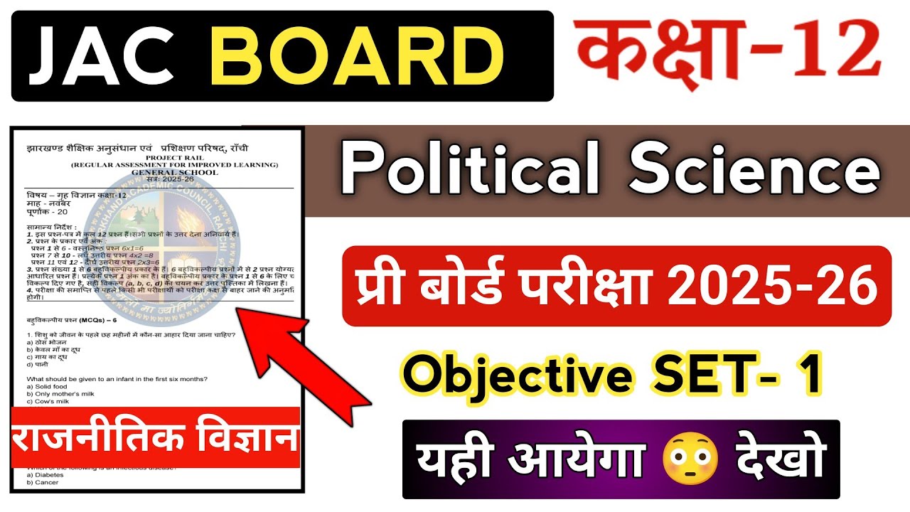 Class 12th Political Science : राजनीतिक विज्ञान | vvi objective Set-1 For Pre board Exam 2025-2026