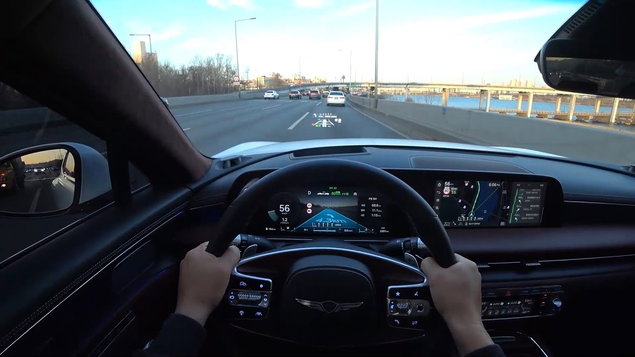 POV driving Genesis G90 Seoul Korea