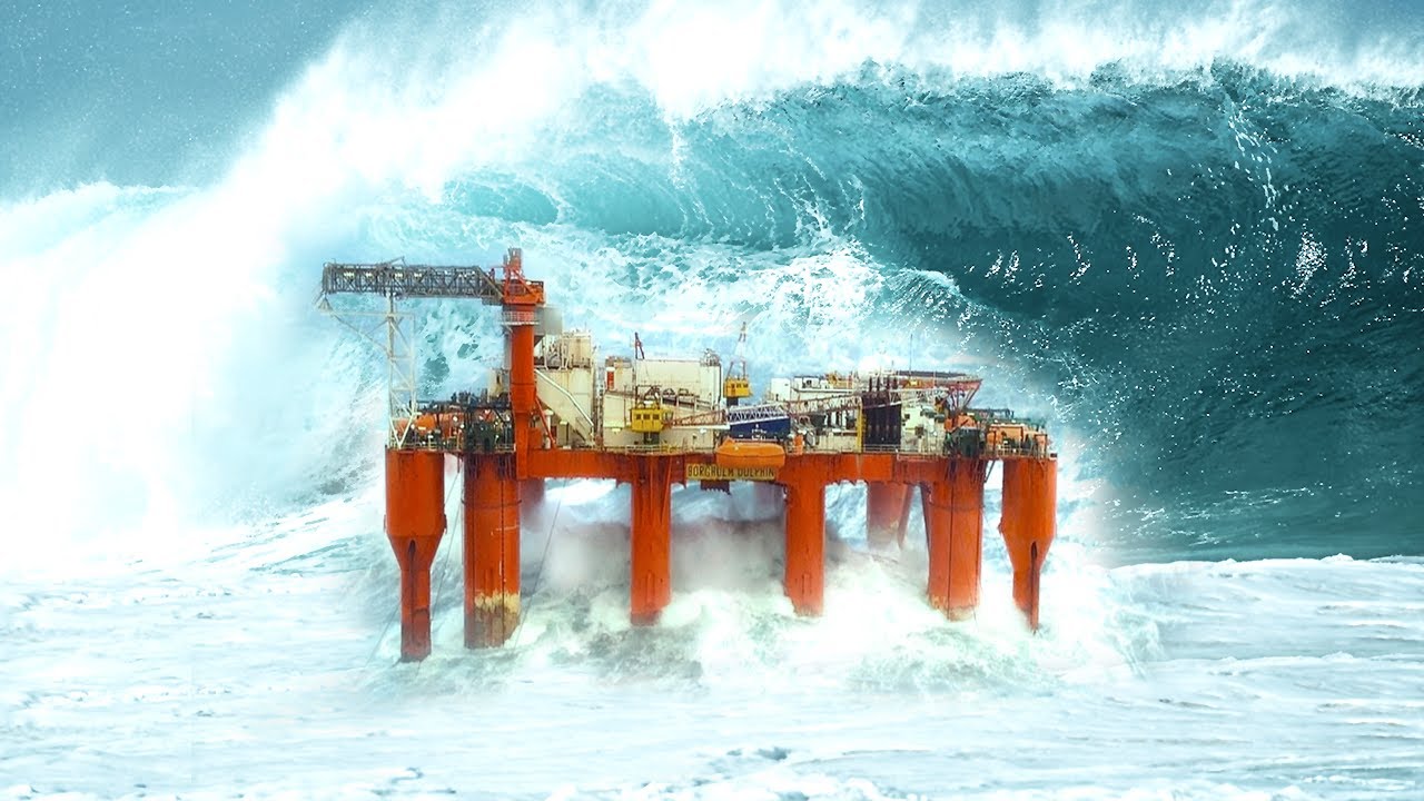 Oil Rigs Caught in Monster Waves