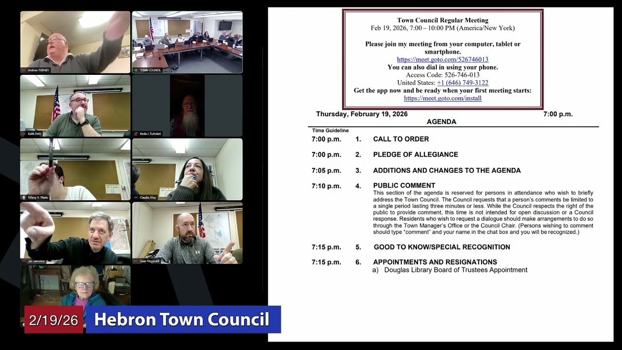 Hebron Town Council - February 19, 2026