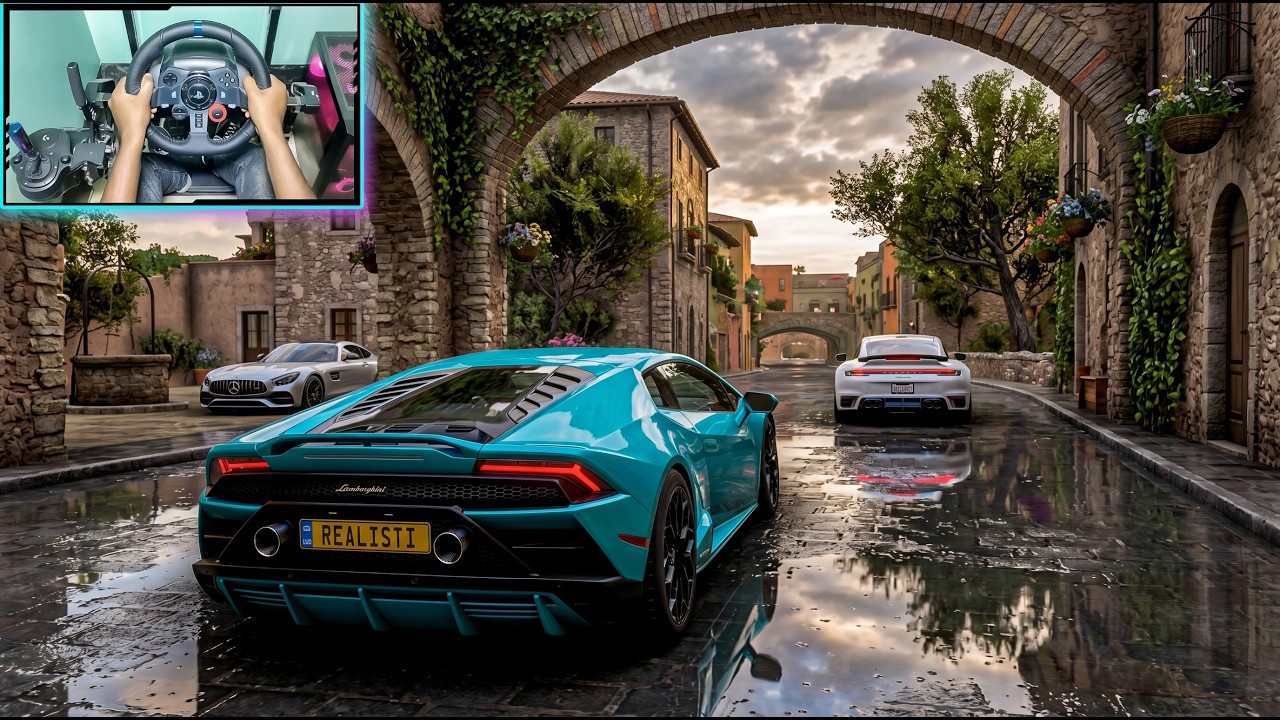 Lamborghini Huracán EVO & Porsche 911 - Forza Horizon 5 | Steering wheel gameplay