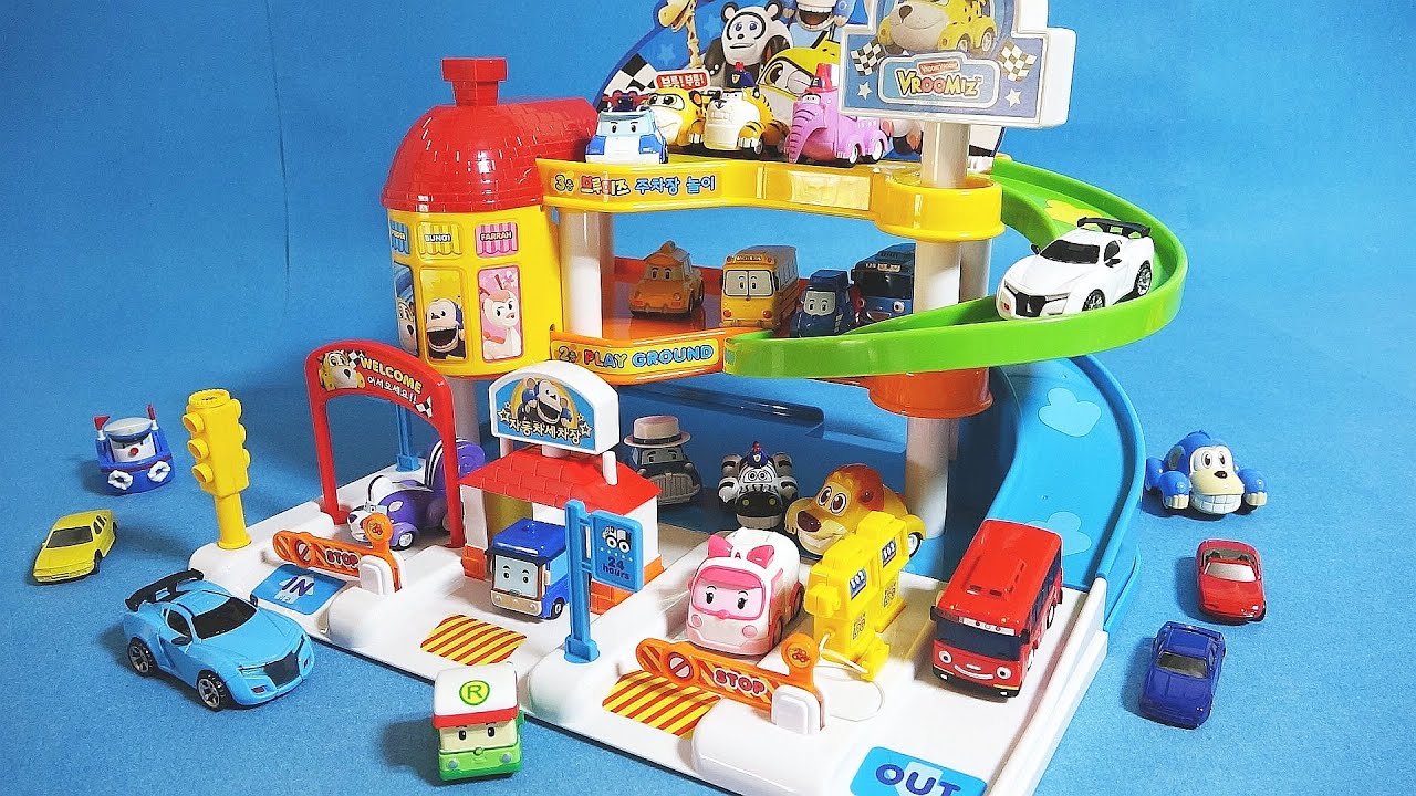타요 Tayo 로보카폴리 Robocar Poli 또봇 미니카 브루미즈 주차장놀이 오픈박스 장난감 Tayo Robocar poli Vroomiz toys