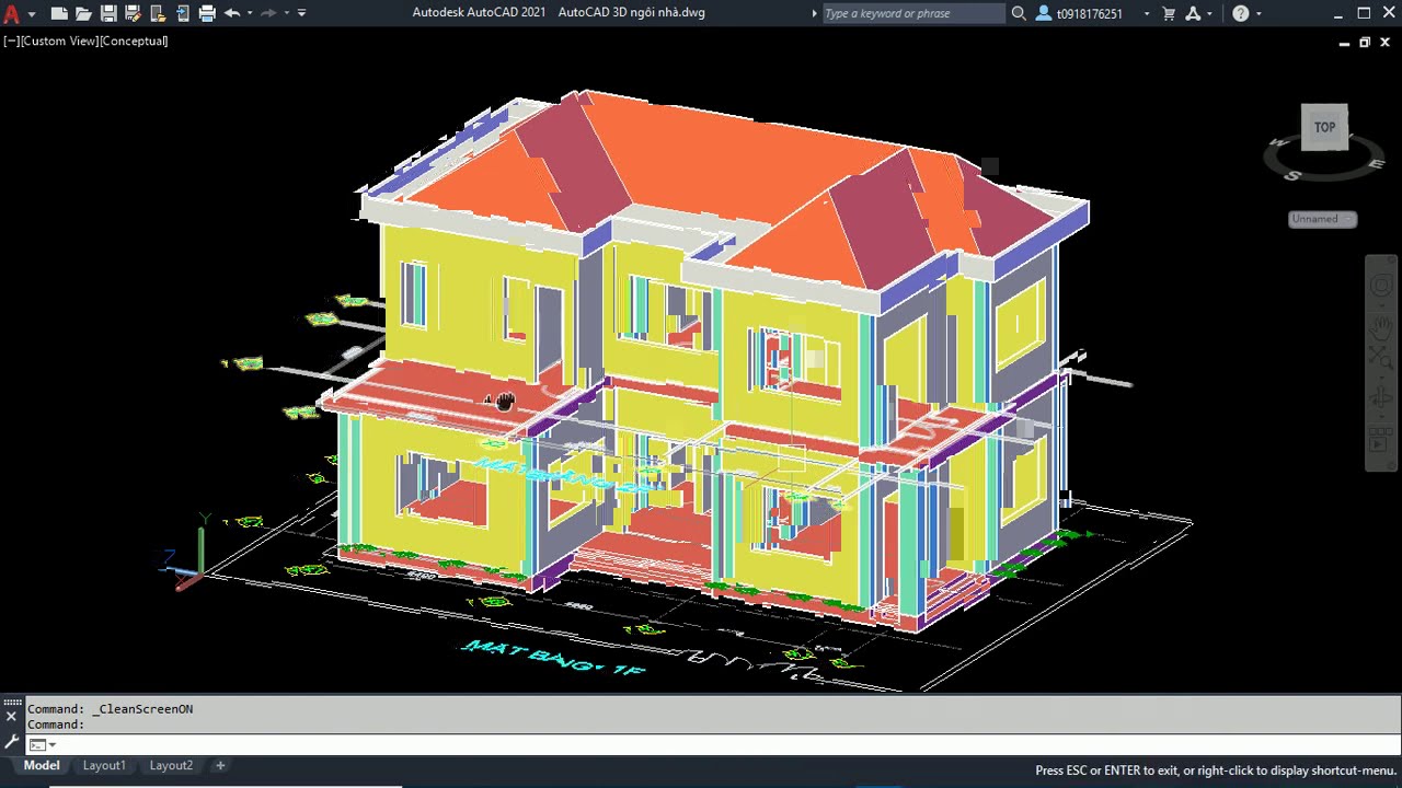 Vẽ AutoCAD 3D Ngôi Nhà - Bài 4: Vẽ mái nhà trong CAD 3D cực nhanh