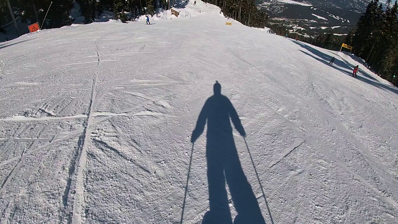 Whistler Skiing Easy Green Run Upper Whisky Jack onto the Enchanted Forest