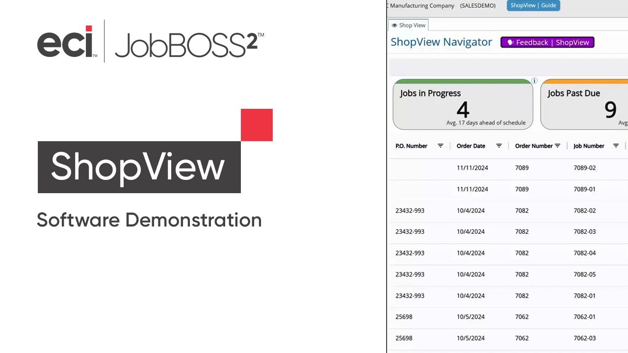 JobBOSS² Software Demo Shorts - ShopView Overview