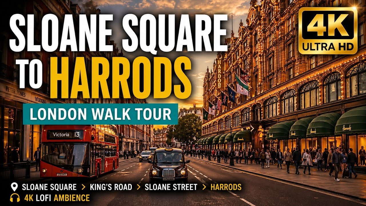 Luxury Walk Tour London – Sloane Square, King’s Road, Sloane Street & Harrods (4K Lofi Ambience)