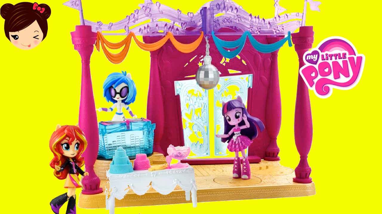MLP Equestria Minis Baile en Canterlot High con Muñeca Twilight Sunset Shimmer y DJ PON3