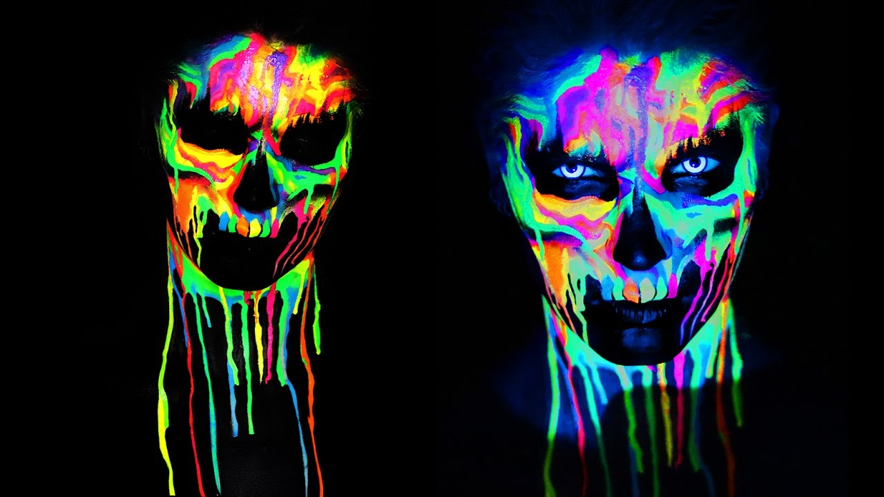 NEON SKULL Black Light UV Makeup Tutorial | 31 Days of Halloween