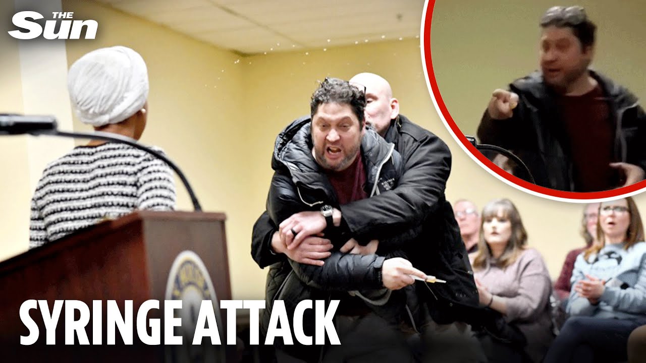 Shocking moment man attacks Minnesota congresswoman with 'unknown liquid' as she criticised ICE