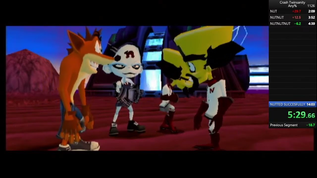 الطريق الي بيخليني اختم اللعبه في 13 دقيقه كراش توين سانيتي crash twinsanity Speedrun