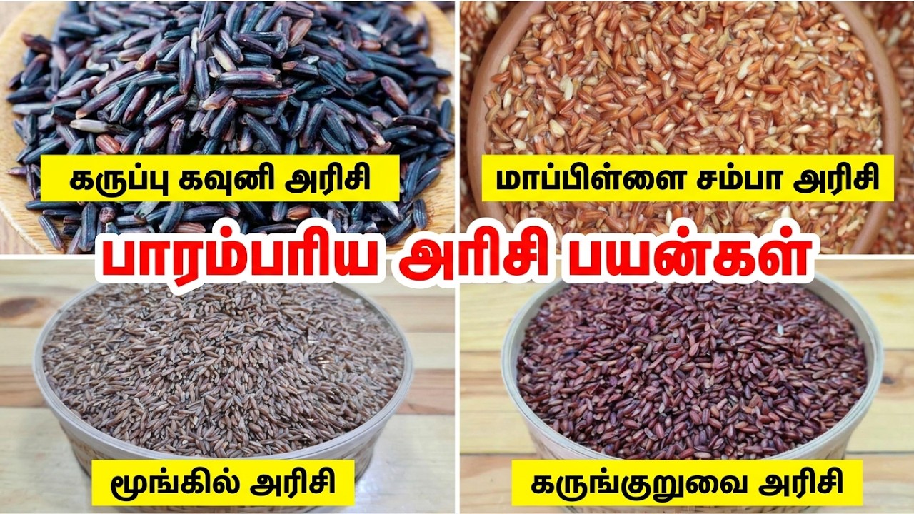 பாரம்பரிய அரிசி I கருப்பு கவுனி , மாப்பிள்ளை சம்பா, மூங்கில், அறுபதாம் குருவை, பூங்கார், காட்டுயாணம்