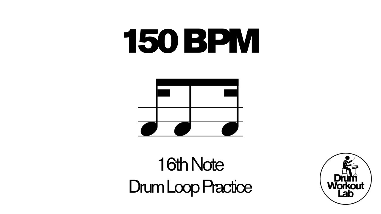16th Note Drum Exercise | 1 & a | 150 BPM | Drum Loop