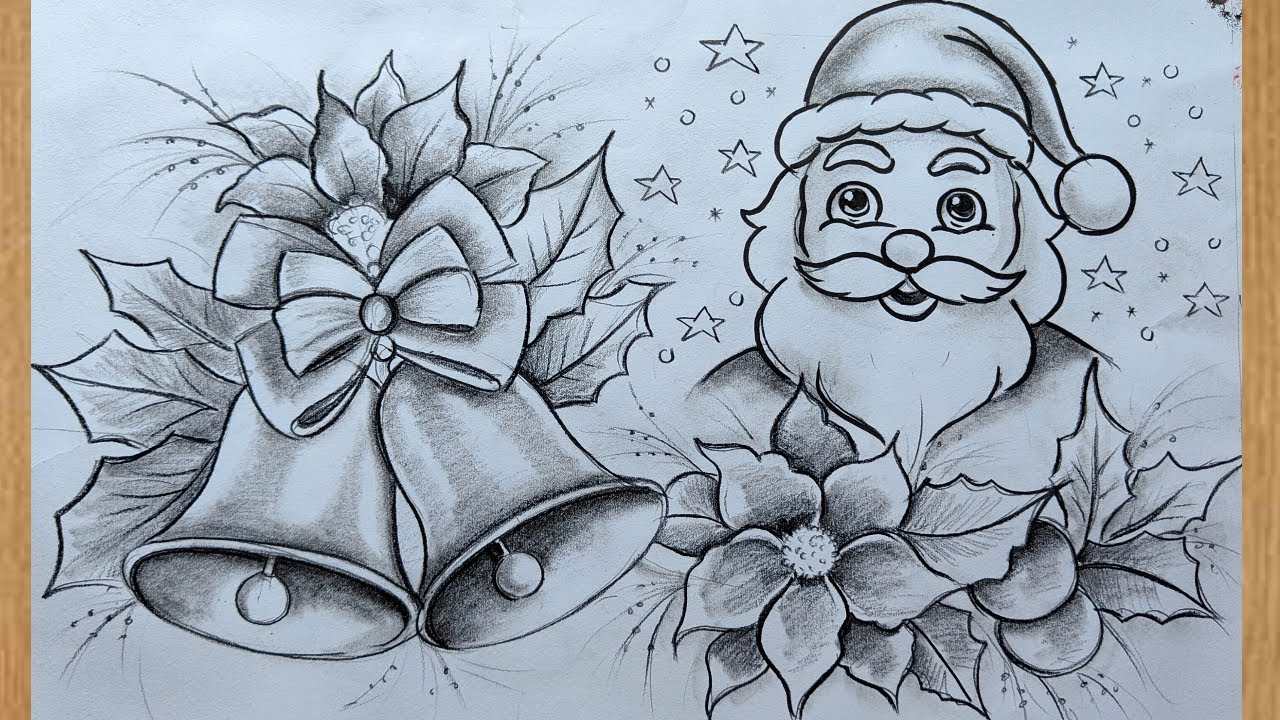 how to draw christmas bells with santa claus drawing,christmas drawing,jingle bells drawing easy,