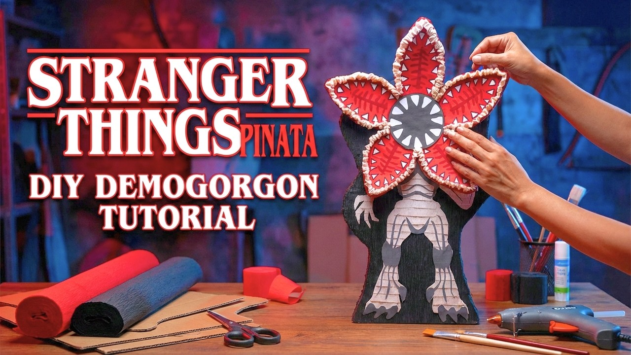 DIY Demogorgon Pi&ntilde;ata Tutorial | Stranger Things Party Decor + Template