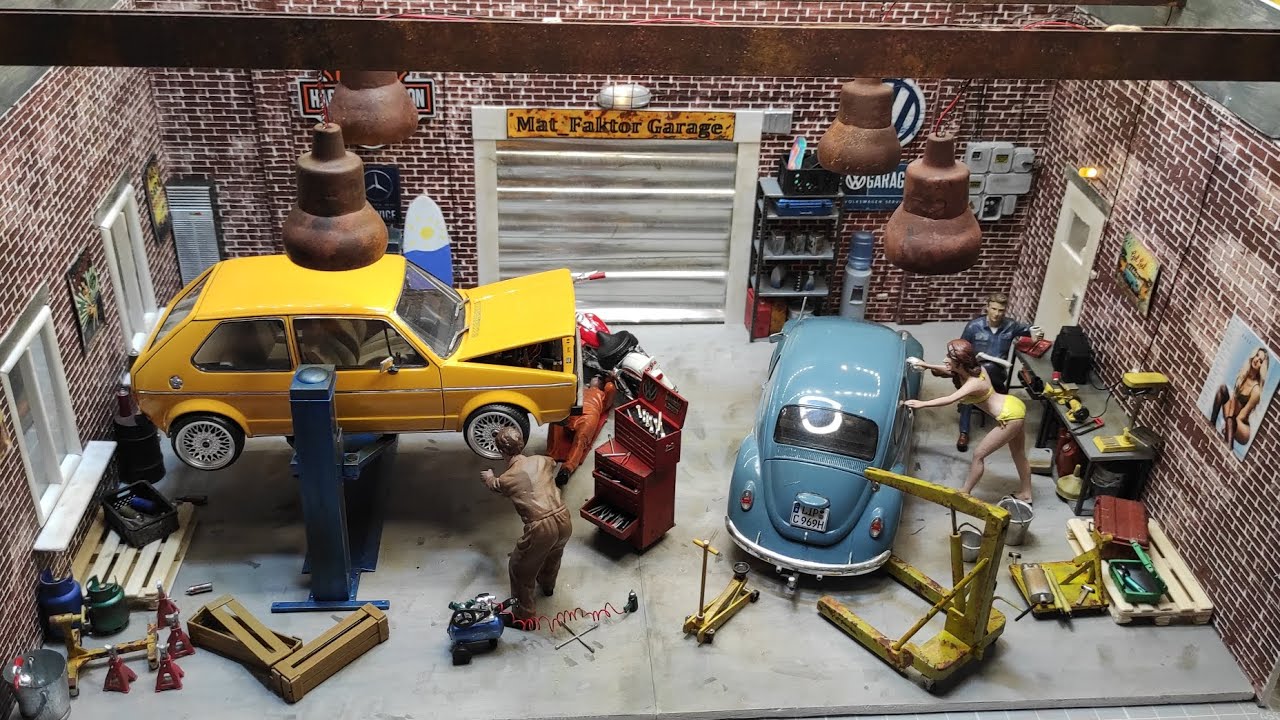 𝔾𝕒𝕣𝕒𝕘𝕖 𝕕𝕚𝕠𝕣𝕒𝕞𝕒 🧱🪚🔧🪛 Full Build  #124scale #carmodel #diorama #yamamoto #revell #fuijmi #vw #golf