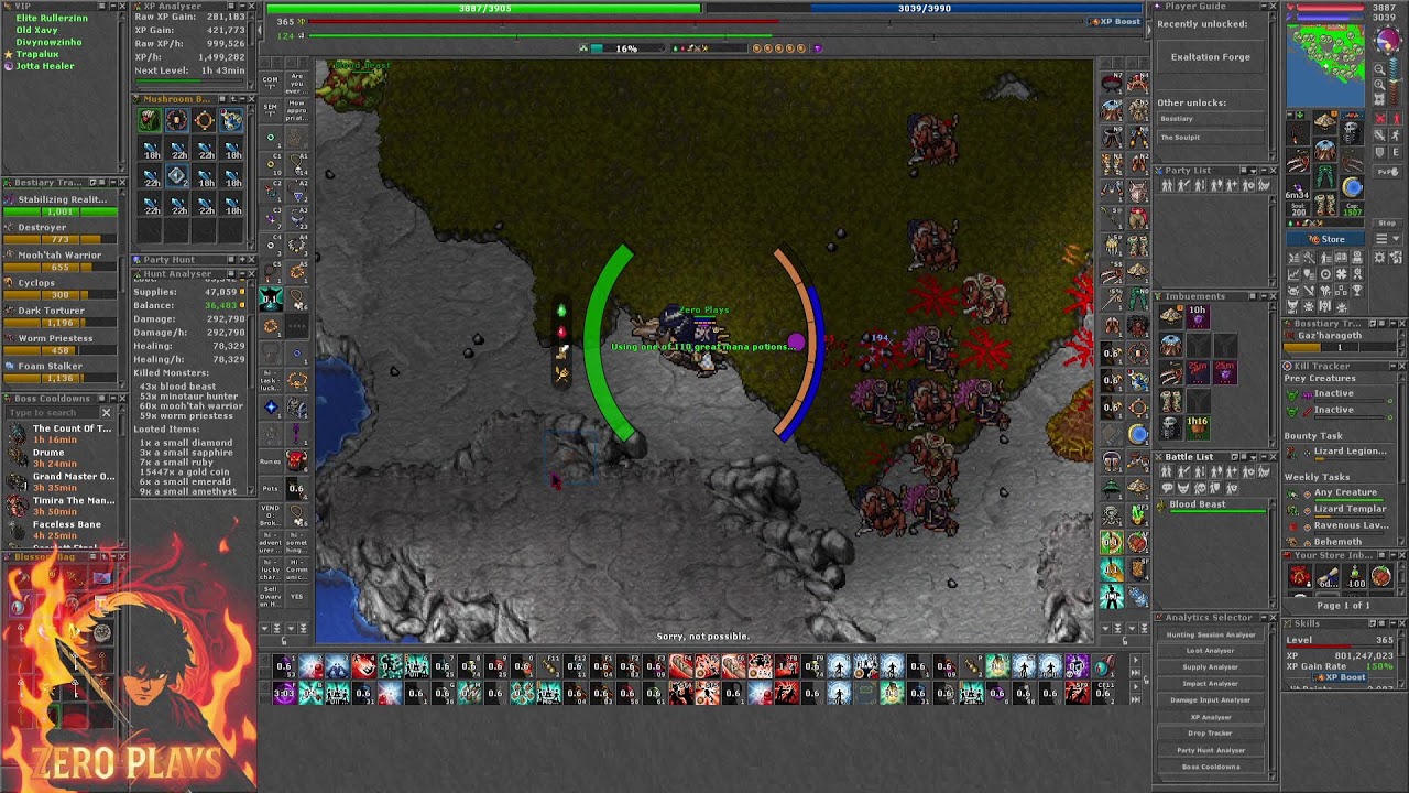 Tibia - Luzibra - Monk 360+ - Bestiarios - 3.860/4.500 Charms