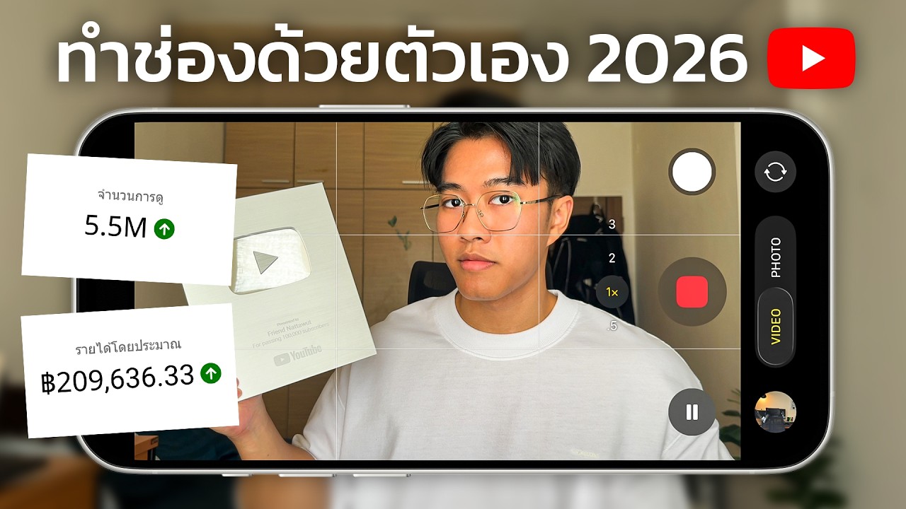 จาก 0 ถึง 1 แสน: วิธีทำยูทูบให้คนดูเยอะและช่องโตไวในปี 2026 (ฉบับทำคนเดียว)