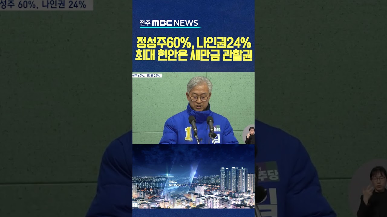 정성주 60%, 나인권 24%.. 최대 현안은 '새만금 관할권'