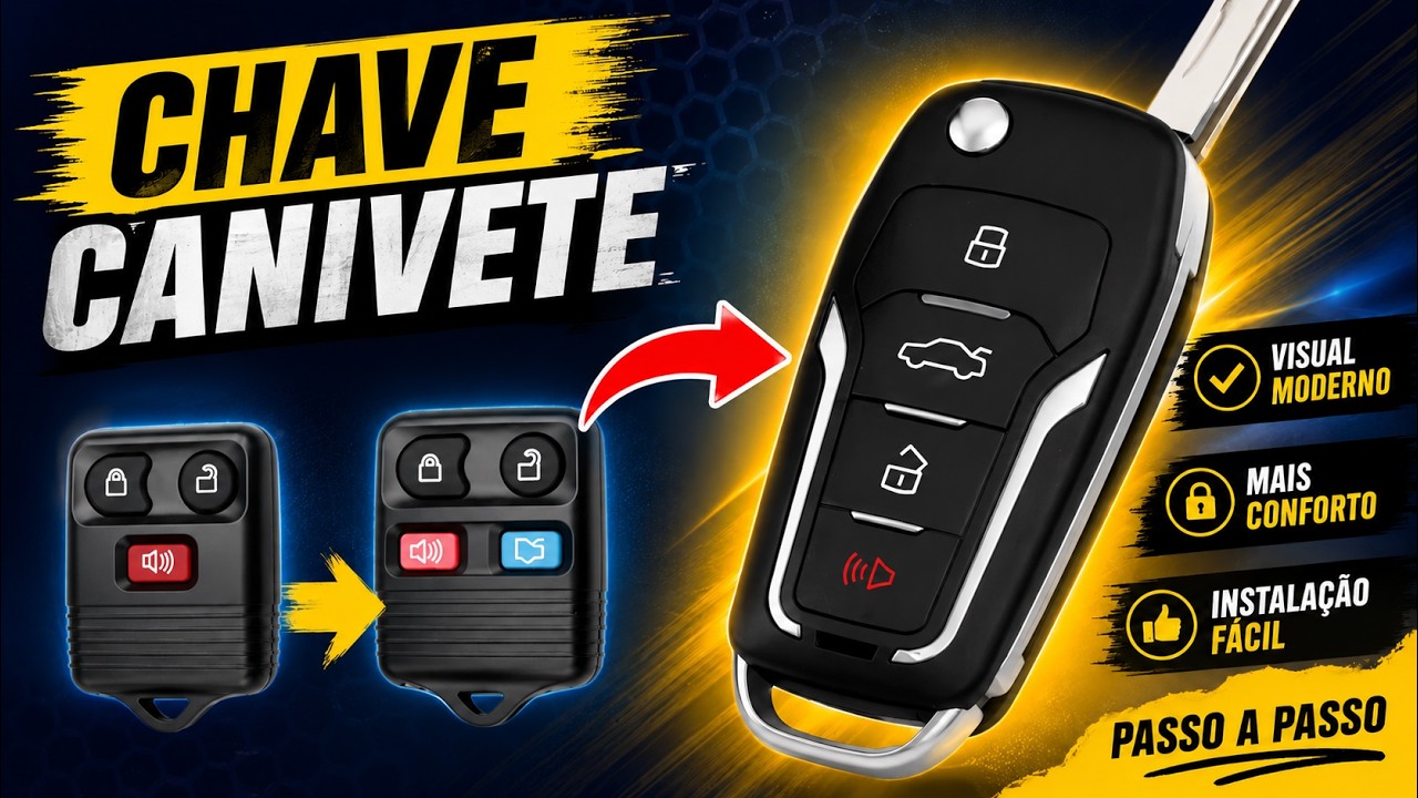 Chave Canivete Ford Fiesta Ecosport ka completa para Substituir o controle de alarme comum ford