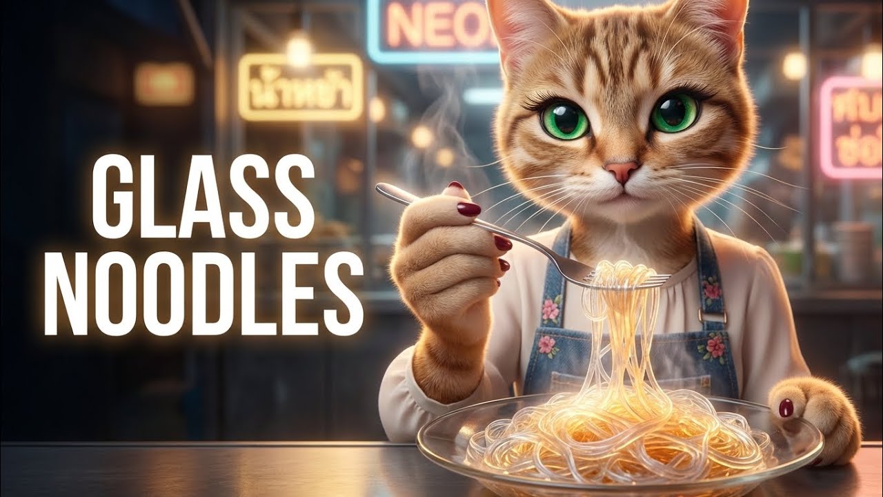 Glass Noodles ASMR 🍜 |Cat Chef Street Food |@JimAsmr-15