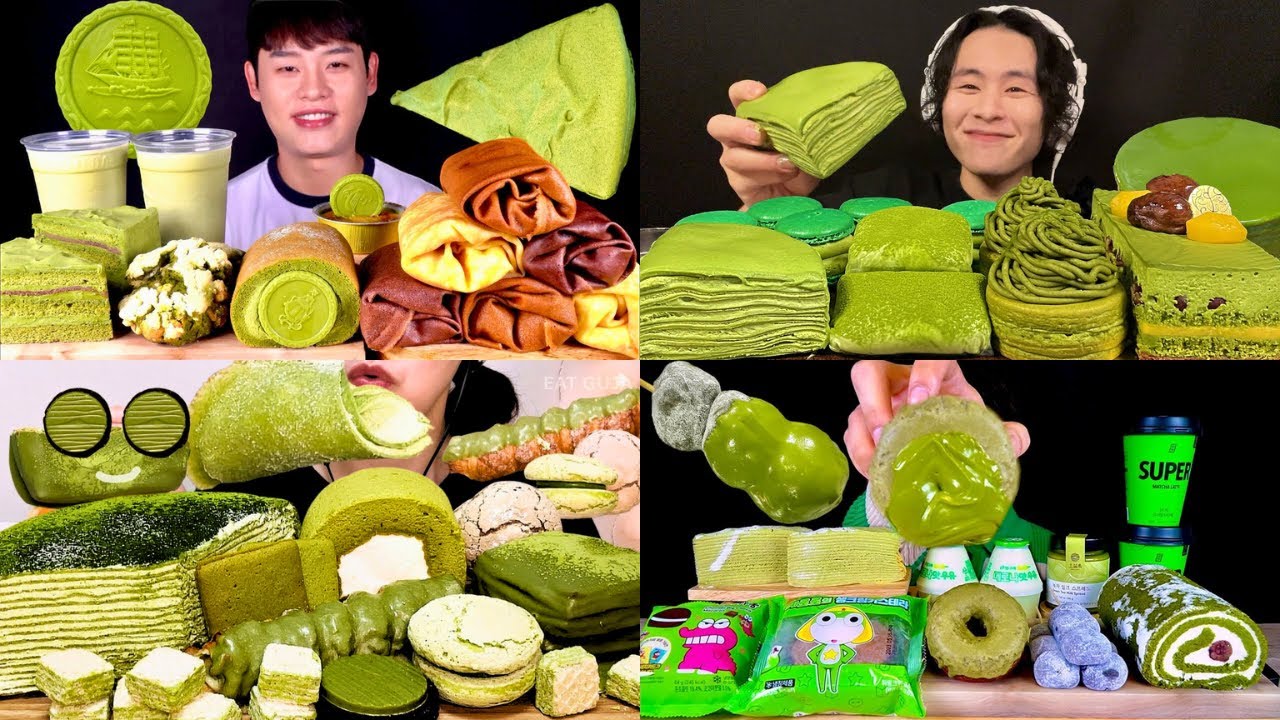 ASMR MUKBANG MATCHA GREEN TEA DESSERTS COMPILATION🤤💚