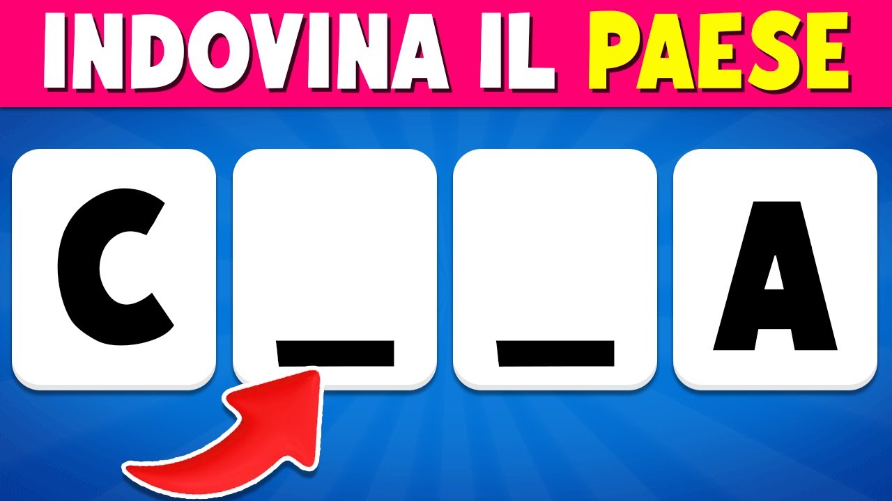 🚩Indovina il Paese dalle Lettere Mancanti | Facile, Medio, Difficile, Impossibile