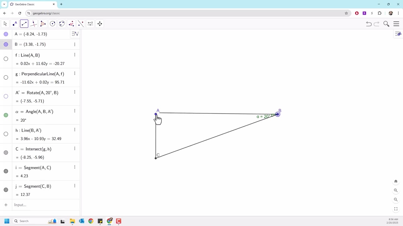 Constructing Right Triangles with Fixed Angles in GeoGebra