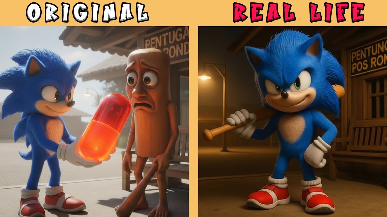 When Sonic gave a gift to Tung Tung Tung Sahur | Brainrot Original vs Real life | Brainrot Animation