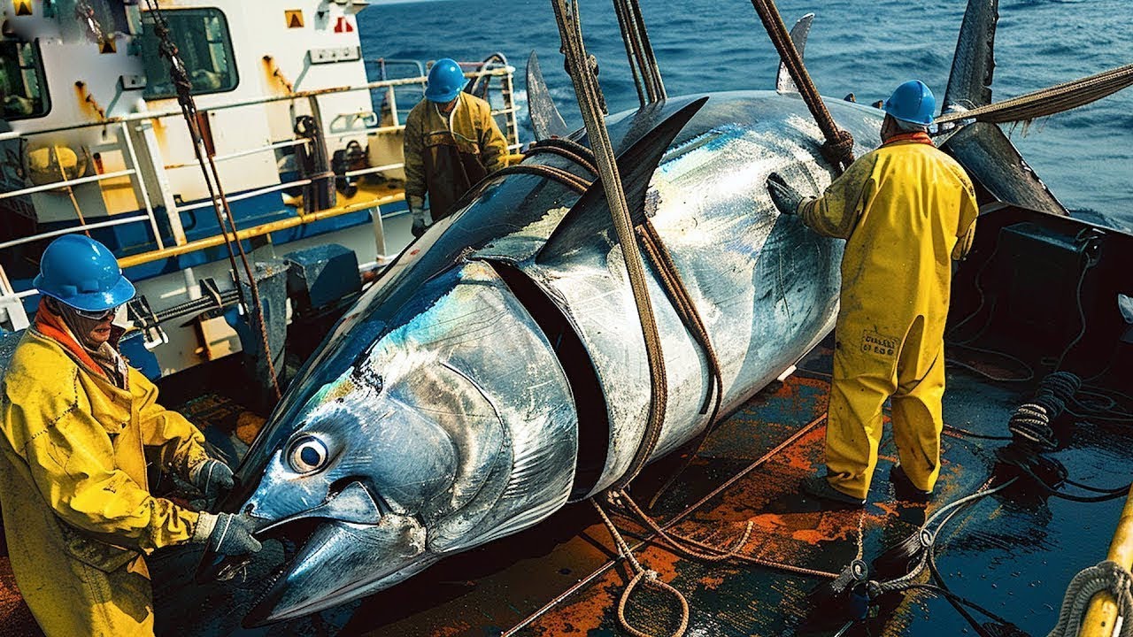 How fishermen longline fishing catch yellowfin tuna the fastest - Processing tuna in factory