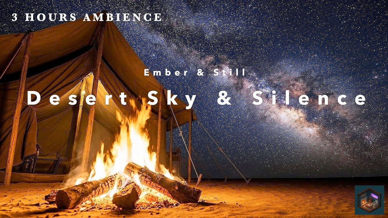 Starry Desert Night & Canvas Tent Campfire | Ambient Sounds for Sleep & Focus | 3 Hours