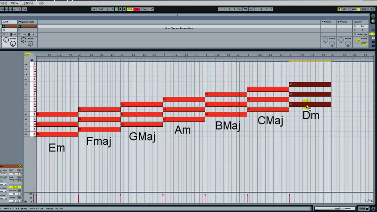 How to create the Phrygian mode and harmonize it with the correct chords in Ableton Live