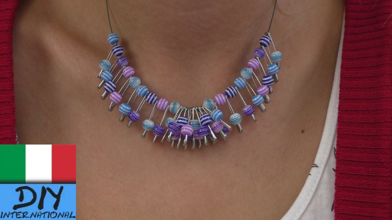 Collana fissa fai da te | Fantastica collana con perline colorate e spille da balia | DIY Gioielli