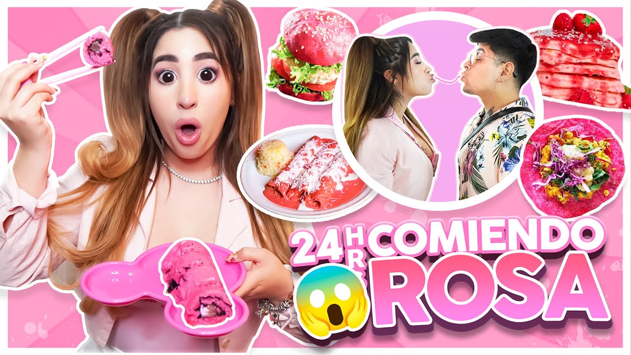 24 HORAS COMIENDO SOLO ROSA 😨 | RETO EXTREMO Queen Buenrostro