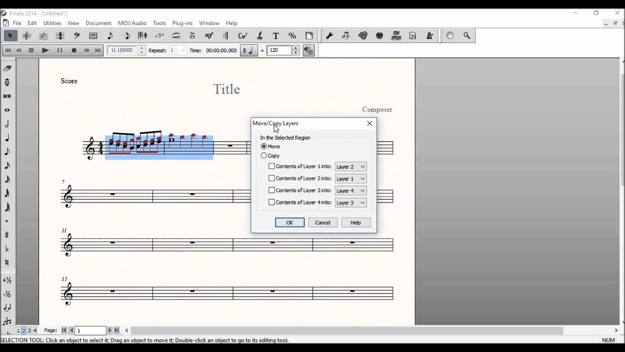 Como inverter as vozes (layers) no Finale