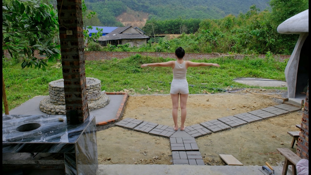 Pouring Concrete for the Walkway to the Bathroom - Waiting for Shower Installation