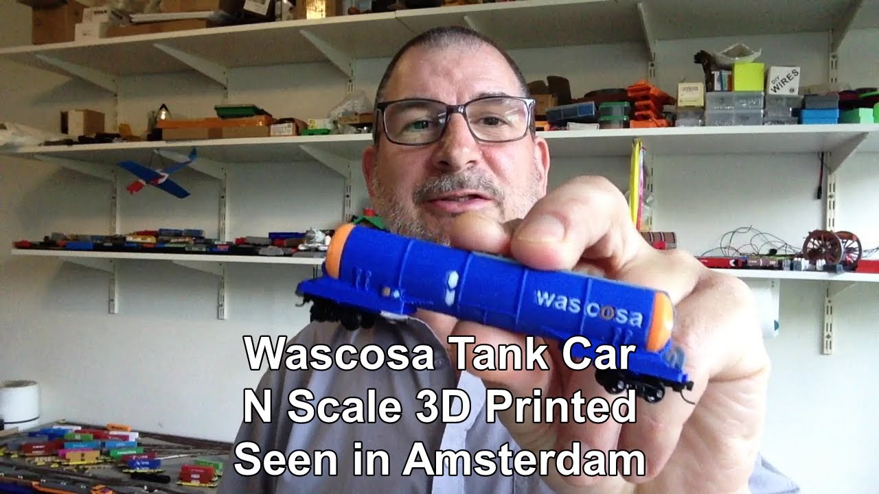 N Scale 3D Printed Tank Car WASCOSA Blue & Orange Micro-Trains Couplers