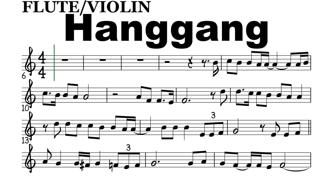 Hanggang Flute Violin Sheet Music Backing Track Play Along Partitura