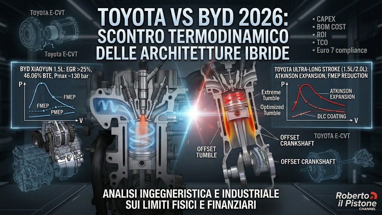 TOYOTA vs BYD 2026: Efficienza Termodinamica e Analisi Finanziaria dei Motori Ibridi ⚙️📈