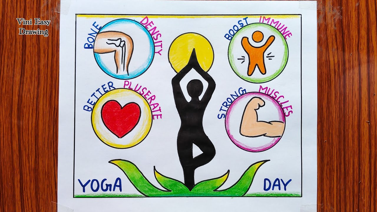 International Yoga Day Poster Drawing / Yoga Day Drawing/ How to Draw Yoga Day Poster