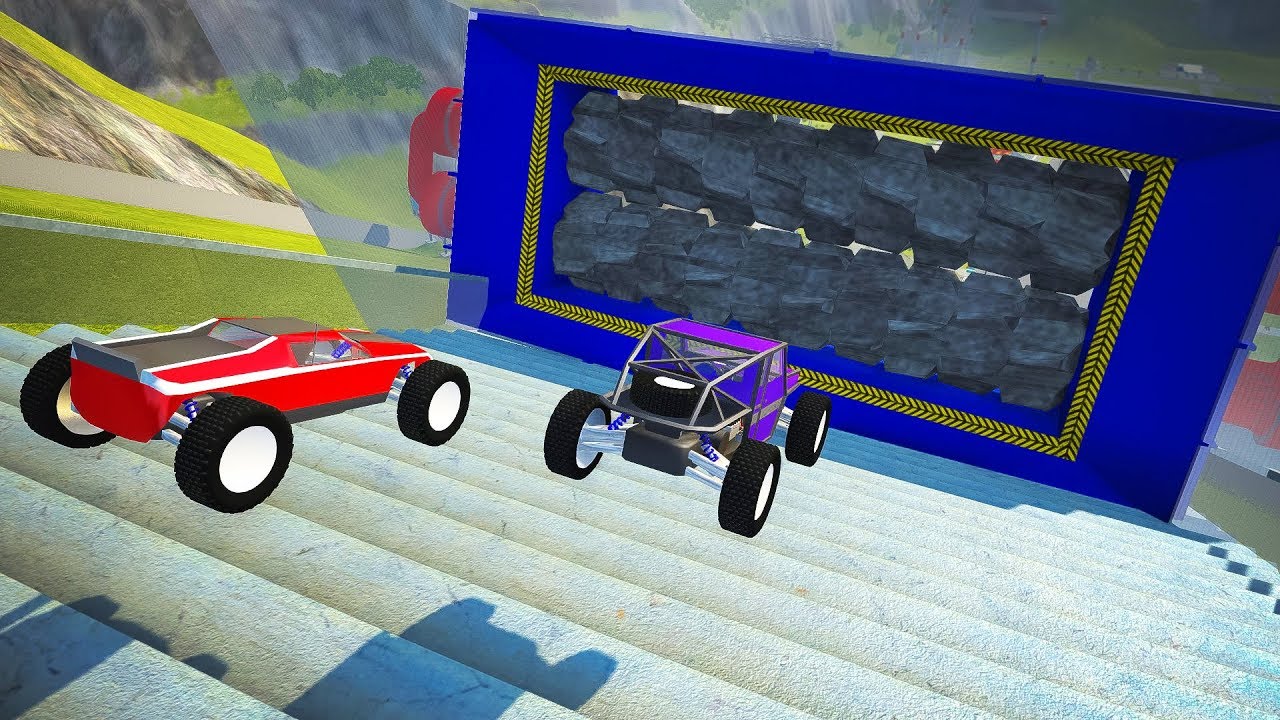 Shredding  RC Car Stairs Jumps Down - BeamNG.drive