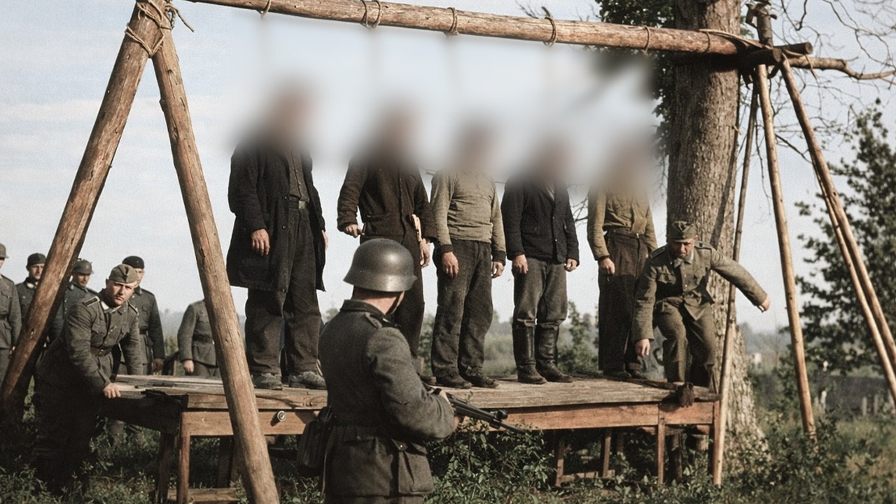 Egzekucja nazist&oacute;w, kt&oacute;rzy gwałcili, rozbierali do naga i palili żywcem 70 000 ludzi na Łotwie