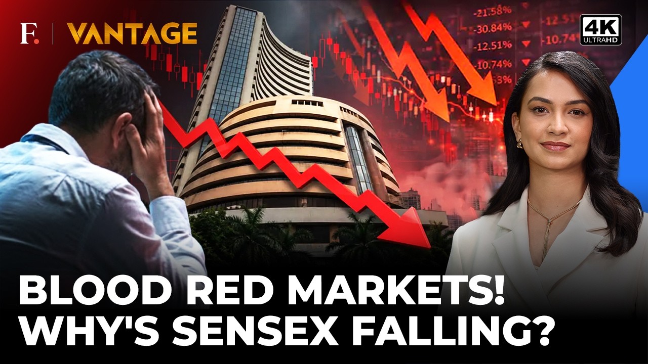 Sensex в красной зоне! Почему рынки падают и что делать инвесторам? Разбор | Vantage on Firstpost