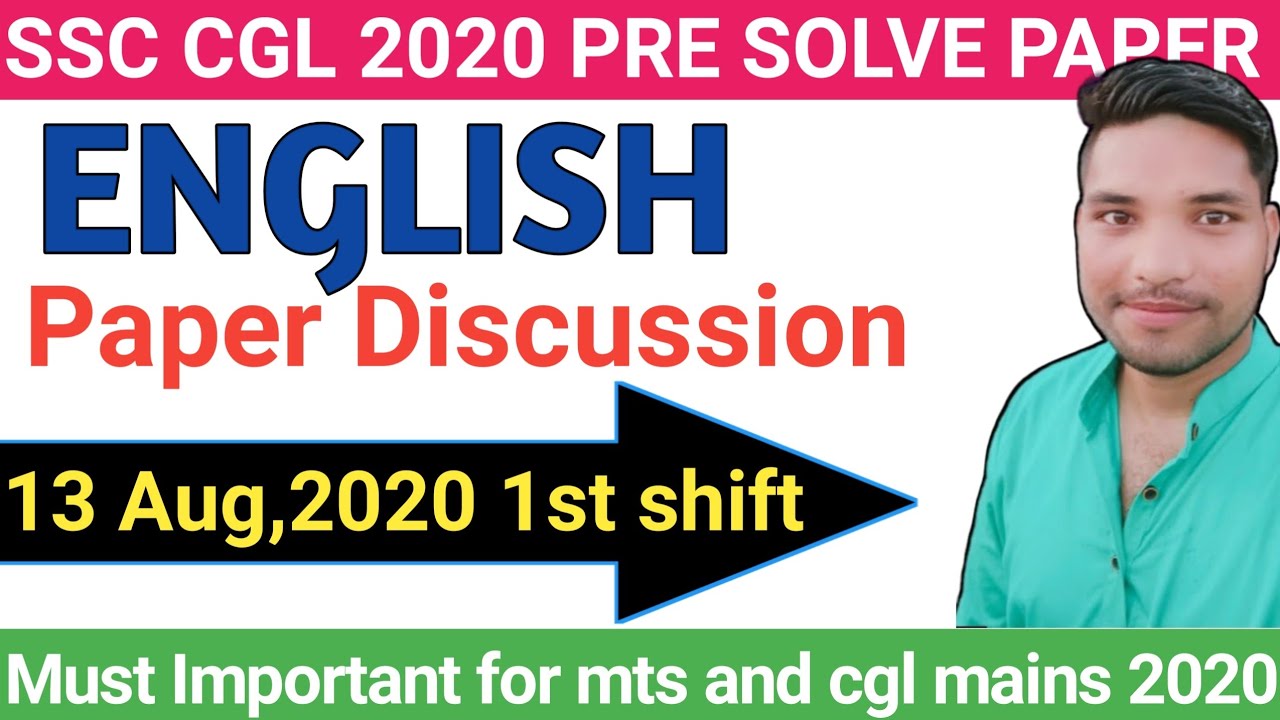 SSC CGL 2020 pre English Paper solution  | 13 Aug 1st shift CGL 2020 English solution | #cglmains
