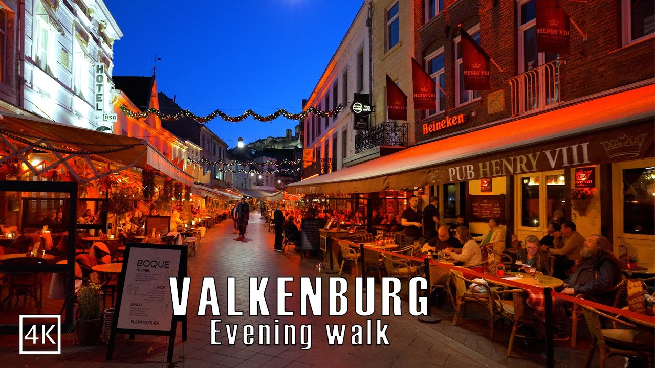 Valkenburg Netherlands 🇳🇱 A Warm & Cozy Evening Walking Tour with Soft Ambient Lights 4K