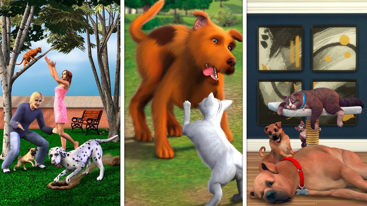 Кошки и Собаки в The Sims / Сравнение 3 частей