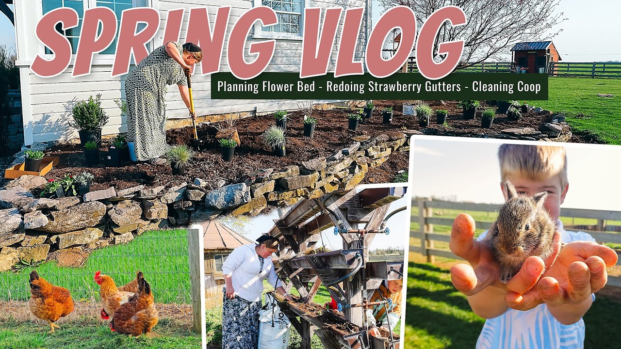 SPRING VLOG: planting perennials, redoing strawberry gutters & processing life