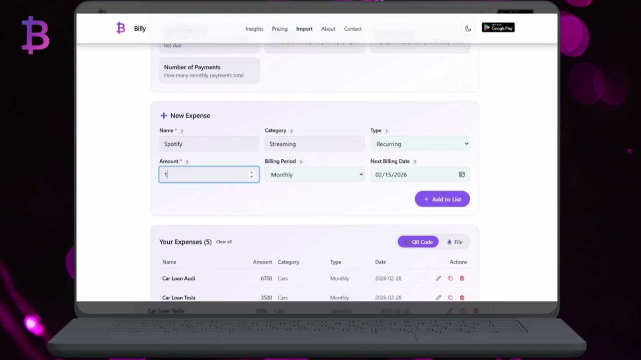 How to track subscriptions without bank connection (Billy tutorial)