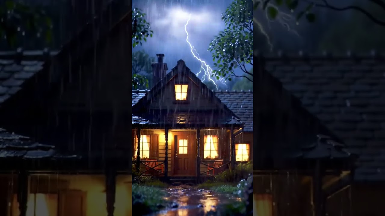 Silent Calm in the Downpour #RainyNight #RainAmbience #CalmThunder #HealingAtmosphere #RainSounds