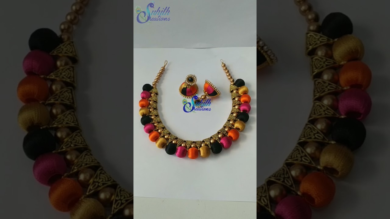 Silk thread bail necklace | silk thread jewellery making | #shorts